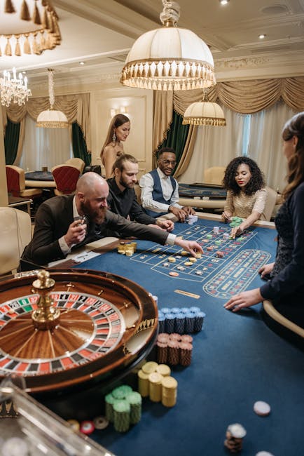 Elegant entertainment venue with game tables and atmospheric lighting